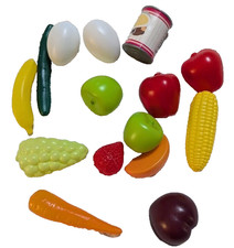Pretend play Kitchen Toys plastic fruit veggies eggs corn carrot apple Lot of 15