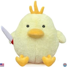 Adorable Yellow Chicken Plush Toy with Knife - Cute Stuffed Animal Chick Pillow