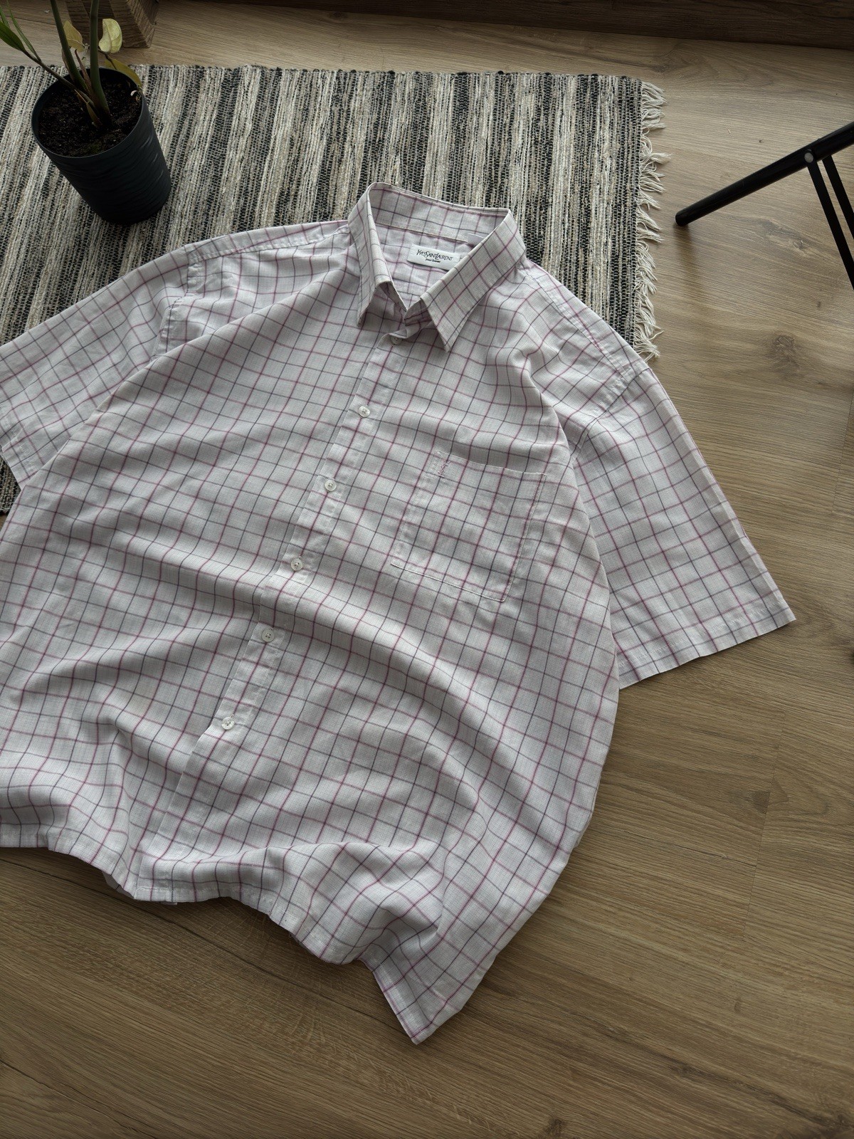 Camicia estiva Yves Saint Laurent vintage YSL con bottoni manica corta taglia Xl rosa