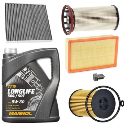 MANNOL 504/507 5L + FILTERS FULL SERVICE KIT FOR SKODA KAMIQ 1.6 TDI 2017+