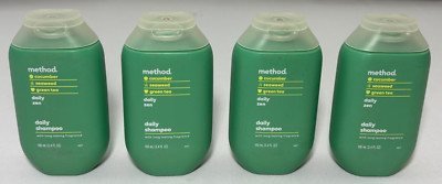 4 PACK Method Zen Daily Shampoo Cucumber Seaweed Green Tea TRAVEL SIZE 3.4 fl oz