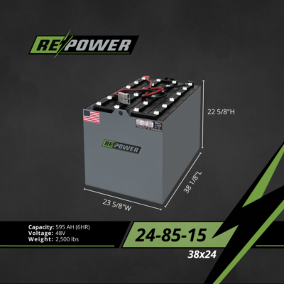 Repower Reconditioned 24-85-15 Forklift Battery 48V 38.1