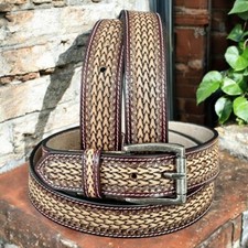 Genuine Leather Men's Belt Embossed With Removable Buckle