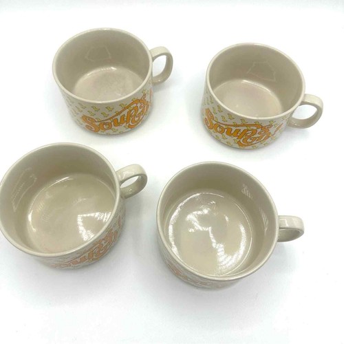 Vintage Kitschy 70s Japanese 'Soups On' Chicken Noodle Soup Mugs Set - Picture 4 of 8