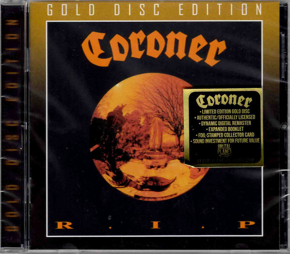 Coroner - R.I.P. CD - SEALED NEW - Thrash Metal - RARE Gold Disc