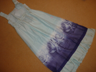 Edles Sommerkleid von Roberto Cavalli Angels 8 / 138 132  Blau mit Rosen Neu