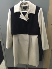 Nwt Metaphor Womens L Dress Coat Black Tan Double Breasted Snap Trench Sears $99