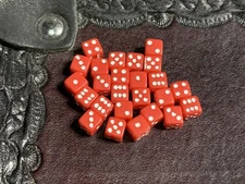 Twenty 5MM Opaque Red with White Color D6 Gaming Dice RPG Tabletop Gaming CCG
