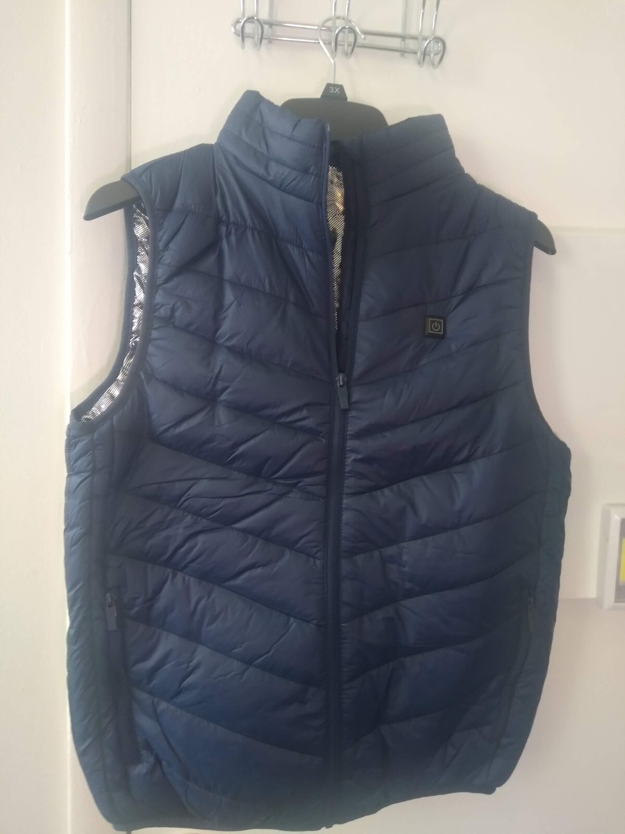 Heated Vest Full Collar Zones Hands Neck Mid Back Zipper Front W