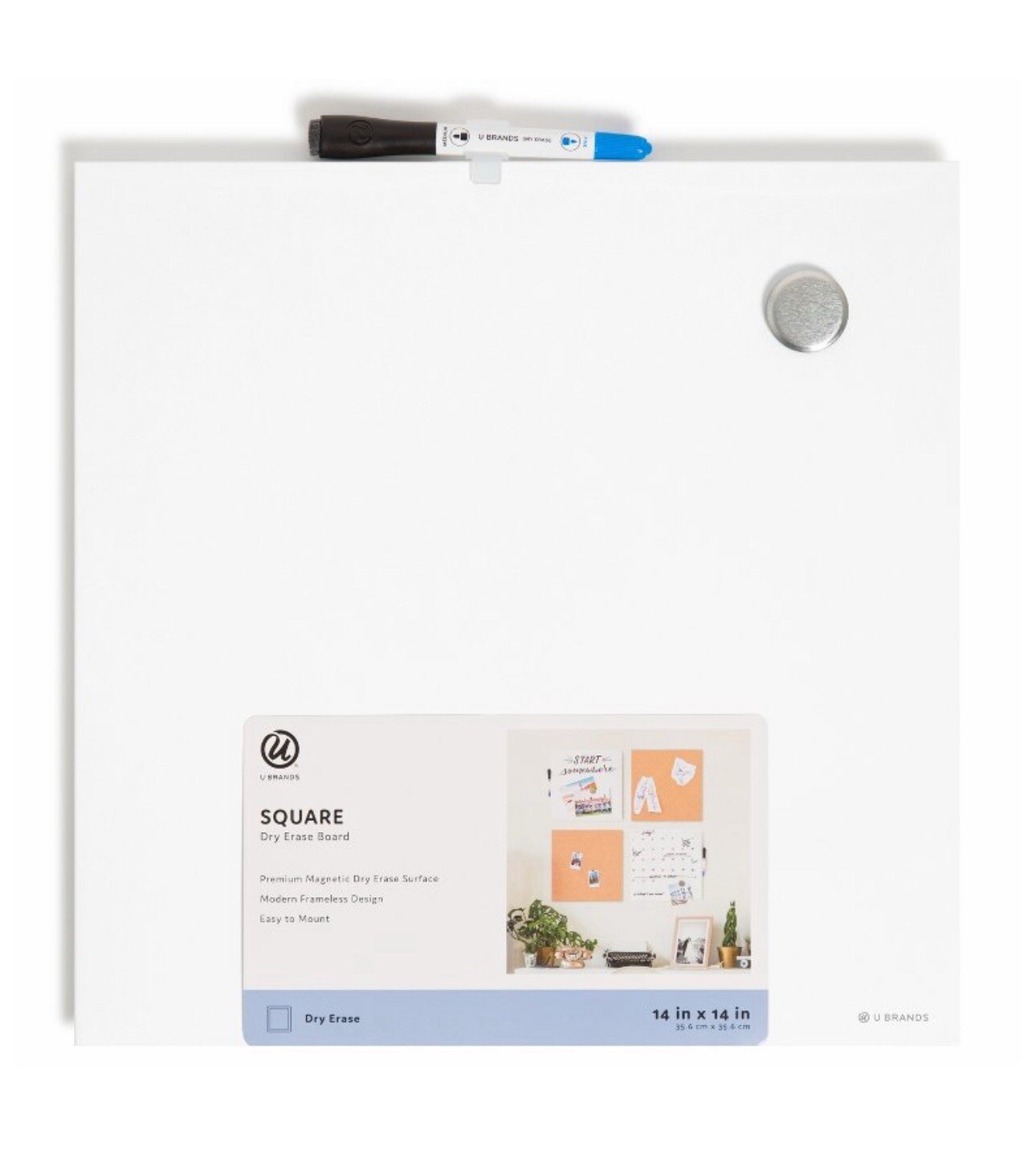 14x14 Magnetic Dry Erase Whiteboard - Wall Mountable White Tile Board
