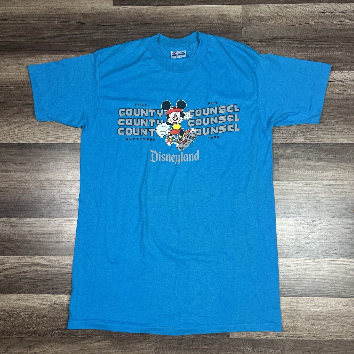 Vintage 80s Disney Shirt Blue Mickey Mouse Disneyland 1989 USA 