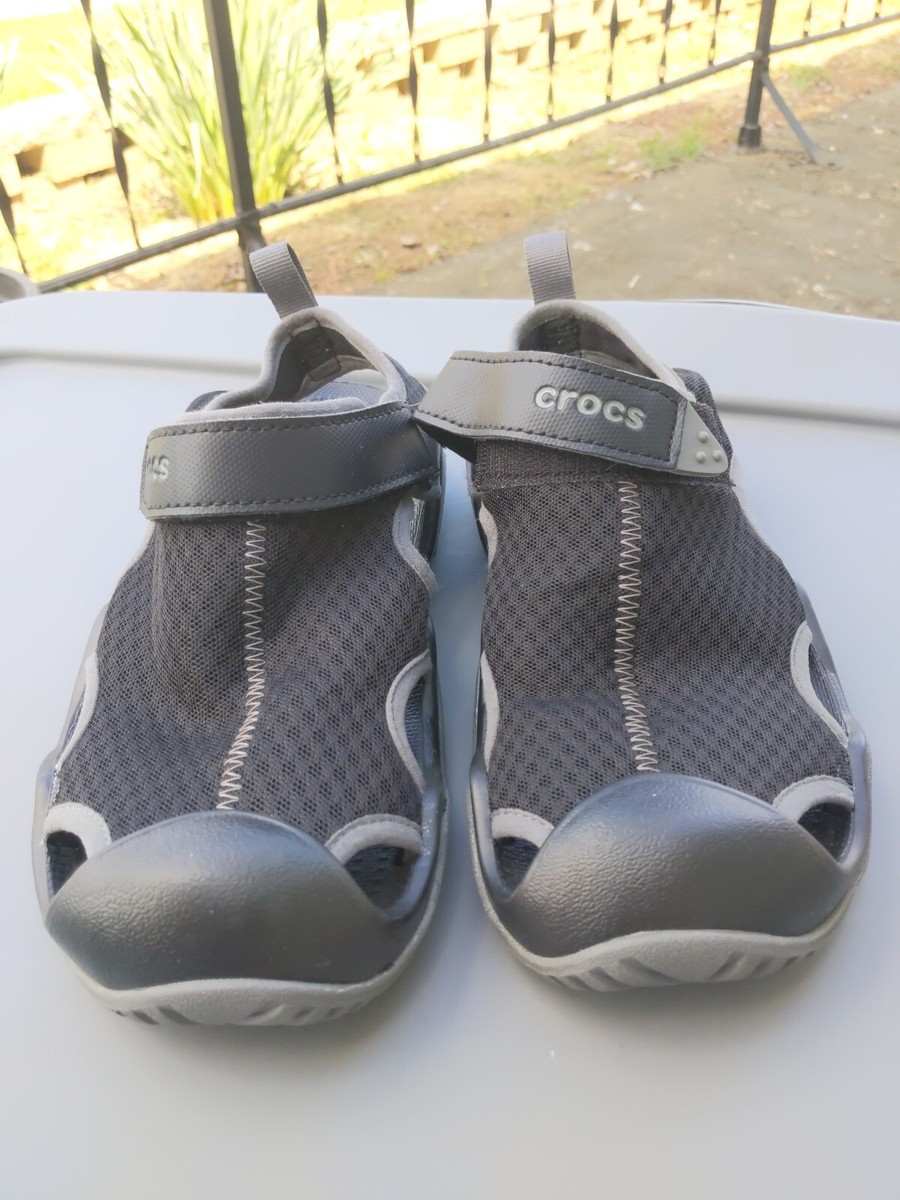 Crocs Swiftwater mesh black gray mesh deck shows Men main image 3