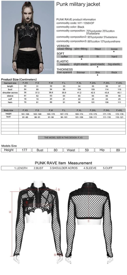 Sexy Abrigo Corto Fino Punk Rave Para Mujer Manga Larga Malla Chaqueta Murciélago Dobladillo Irregular Foto 3 de 4