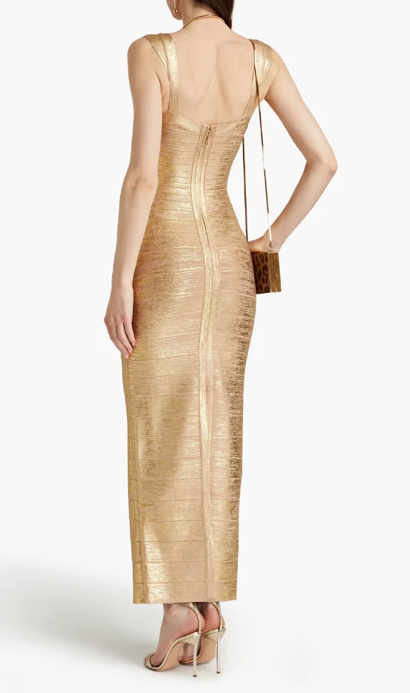 Herve leger 2025 gold dress
