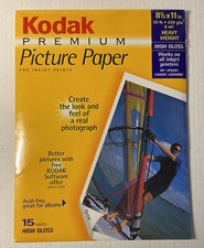 Kodak Premium Picture Paper Inkjet Photos High Gloss 15 Sheets 8 1/2 x 11- New x