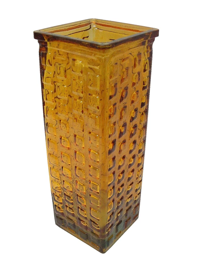 (28140) JARRON FLORERO CRISTAL RECICLADO CUADRADO NARANJA GRANDE - Imagen 1 de 1
