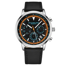 Stuhrling 44 mm Muscle Movement Chronograph 9.5 mm Leather Strap Men's Watch