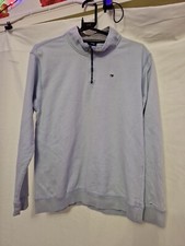 Tommy Hilfiger Womens Baby Blue 1/4 Zip Collared Sweatshirt Size L 16/18