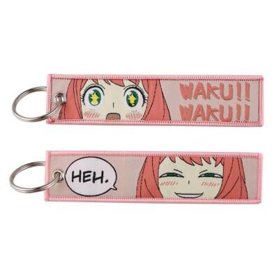 あ〜にや　905060 Spy x Family Anime Anya Waku Waku Pink Embroidered Double Sided