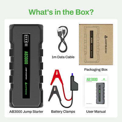 AB3000 Car Emergency Starter Power Supply - Three Modes Genuine Battery Capacity