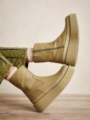 Free People Paloma Barcelo Elba Platform Flatform Boot Green Zipper 40/9-9.5 NEW