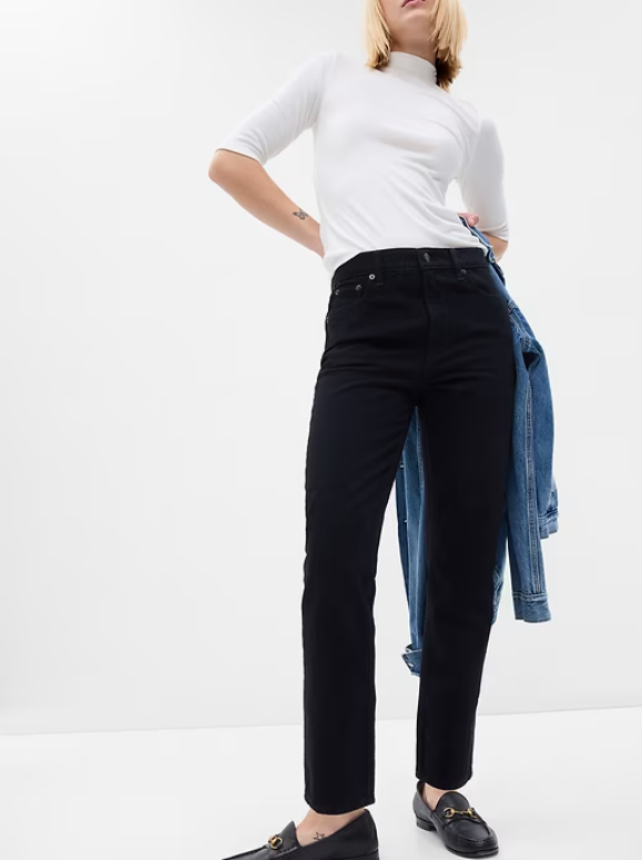GAP 90's High Rise Cheeky Straight Cigarette Jeans Black Size 31/12 NWT  RT$80