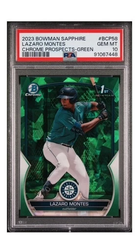 2023 Bowman Chrome SAPPHIRE Lazaro Montes 1st BCP58 GREEN REFRACTOR/60! PSA 10💎