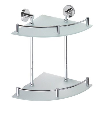 Badezimmer Glasregal 2-Fach mit Reling Glasablage Messing Chrom