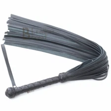 Real Genuine Cow Hide Leather Flogger 25 Falls Black Heavy Duty Thuddy whip