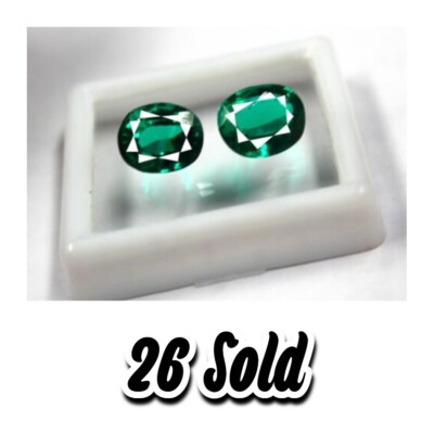 Green Emerald 16Ct EGL Certified Natural Oval Shape Gemstone Matching Pair SMQ