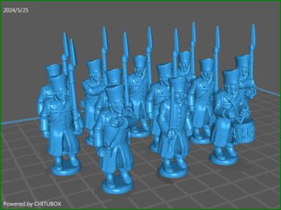 28mm Napoleonic Prussian 1812-15 Line btg with greatcoat - 12 minis