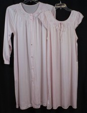 2pc Vtg Gilead Nightgown Gown Robe Set Nylon Embroidered Negligee Peignoir M
