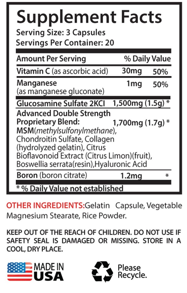 Interstitial Cystitis Glucosamine & MSM Complex 3232mg Chondroitin