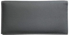 Grey Basic Genuine Leather Checkbook Cover For Men & Women