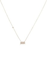 Zodiac Star Sign Pendant Necklace Rose Gold Aquarius
