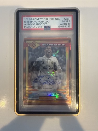 2022 Topps Finest Flashbacks Cristiano Ronaldo Orange Auto /10 PSA 9 Auto 10