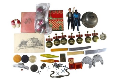 30+ Vintage Germany Compass Christmas Figures Desk Bell Tin Clickers & Badges