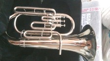 EUPHONIUM HORN 3 VALVE PURE BRASS METAL IN GOLD POLISH CUSHION CASE FREE SHIP