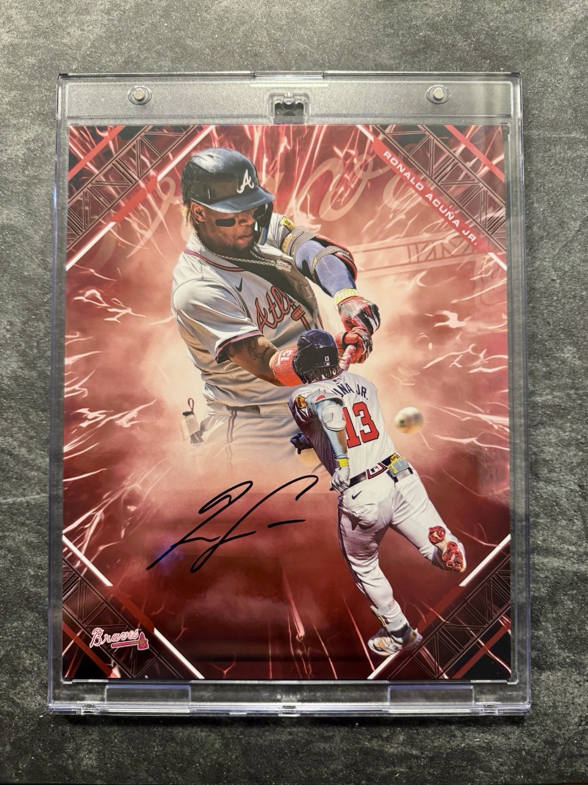 Ronald Acu a Jr. Atlanta Braves 2025 Fanatics Emanate MLB 8x10 Auto Ronald Acuna Jr. Red /5 ! 