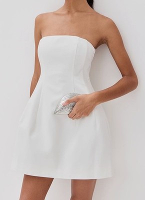 SIMKHAI Women's White Arta Strapless Lined Boned Bustier Mini Dress Size 4