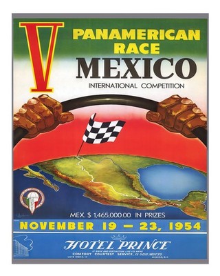 Vintage Panamerican Race Mexico Poster Wandbild Premium Qualität
