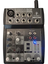 Behringer Xenyx 502 Mixer 5 Input 1 XLR 2 Buss Tested Works With Power Cable
