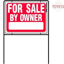 For Sale By Owner Sign Plastic 36x24.5 in Red White Wall Mount Double-Sided