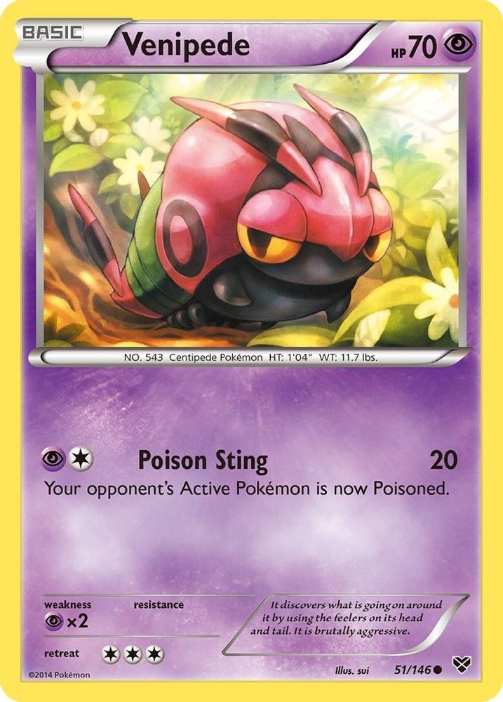 2014 Pokemon: XY Base Set - Venipede (#51/146, Common, Near Mint) NM