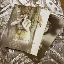 1900-1915 trio antique postcards nostalgia- all unique- greetings celebrations