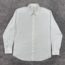 Suitsupply Traveller Shirt Men 46/18 White Long Sleeve Button Up Slim Fit Formal