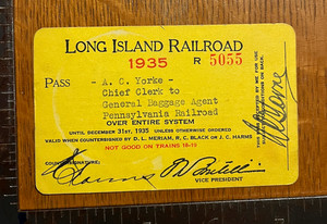 LONG ISLAND RR Annual Pass (1935)