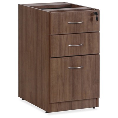 Lorell Essentials Walnut B/b/f Fixed Pedestal - 16'' Width X 22'' Depth X 28.3''