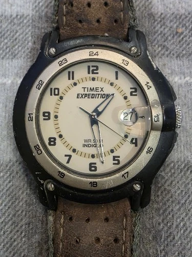 Vintage Timex Expedition Indiglo Date Indicator Mens Watch New Battery