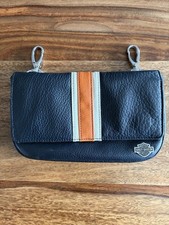 Harley Davidson Hip Bag Black Pebbled Leather Center Stripe Bar Shield Logo